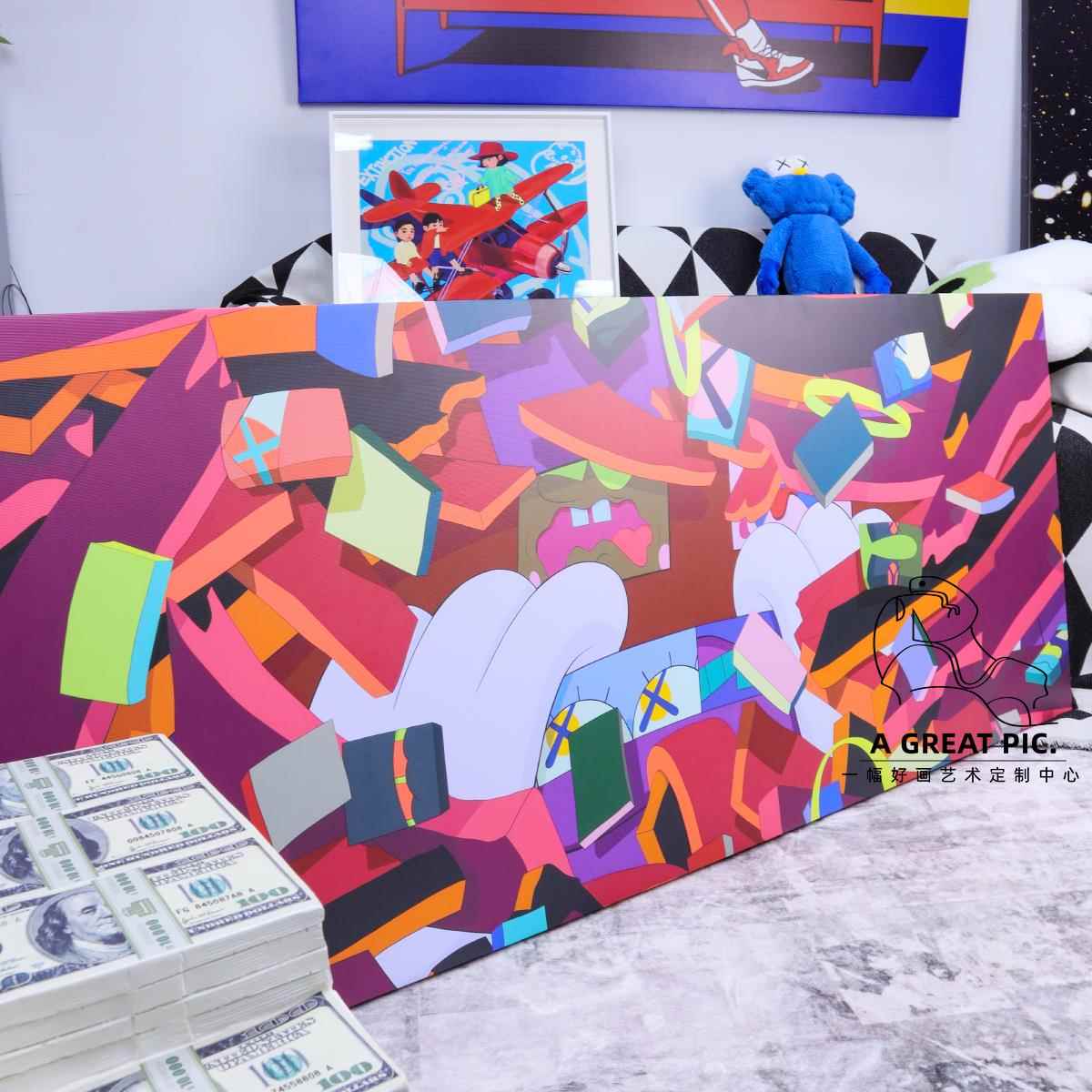 网红幅好沙画装饰廊画大幅抽象一涂鸦术艺壁画走客厅发背景挂画图片