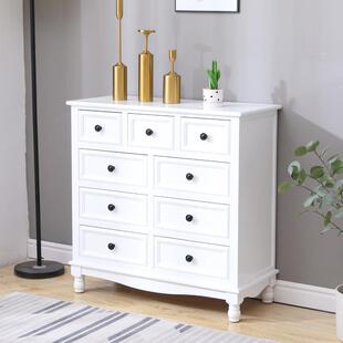 A8L五斗柜美式实木收纳储物柜卧室客厅靠墙小柜子多层抽屉柜带锁