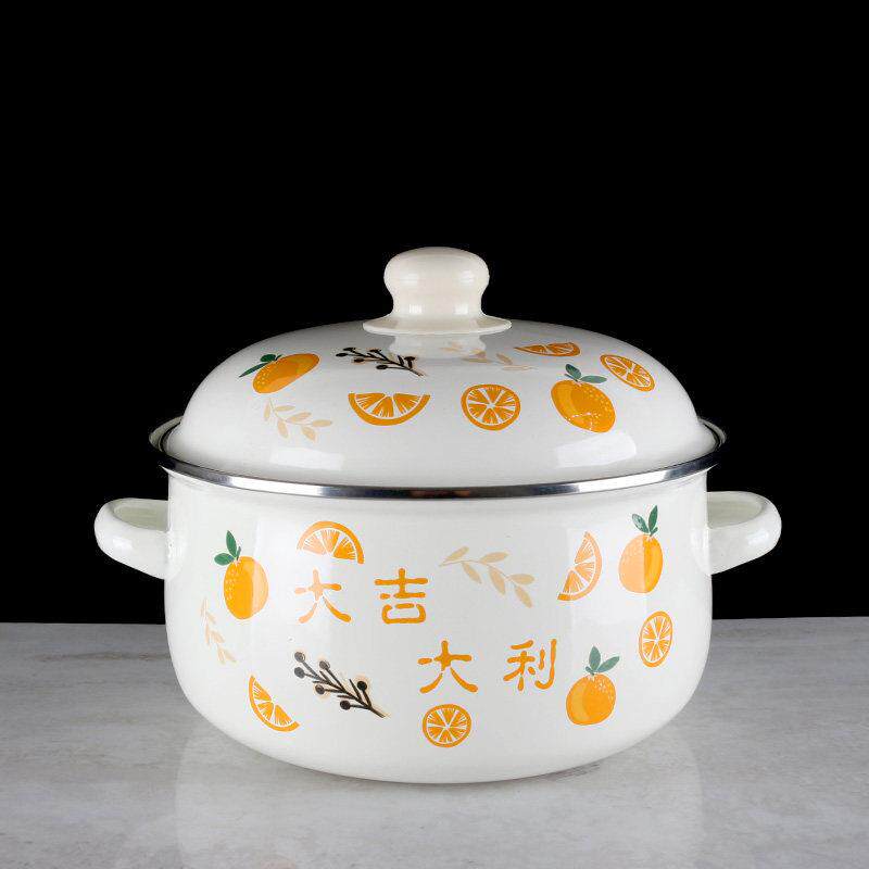 加厚搪瓷锅双耳汤锅学生泡面煮面小锅食品级炖锅个人专用宿舍食堂