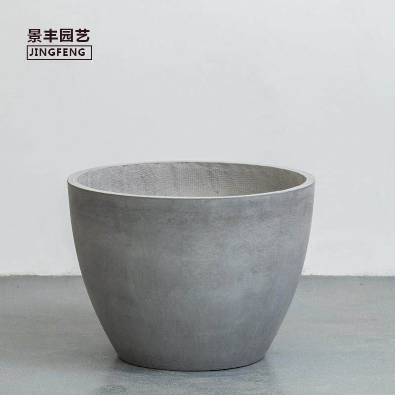 圆柱体水泥花盆欧式简约园林风格别墅庭院创意景观镁泥覆古大