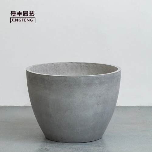 圆柱体水泥花盆欧式简约园林风格别墅庭院创意景观镁泥覆古大