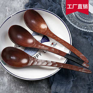 2020新品 防烫木质长柄勺子文艺餐具厂家批发 日式 实木龟甲勺