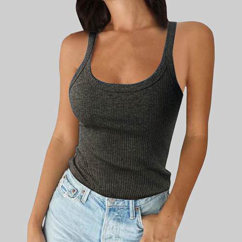 Imily Bela Essentials Womens Scoop Neck Ribbed Knit Tank Top