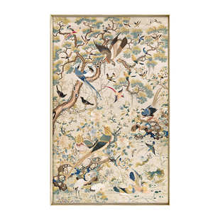 新中式东方花鸟刺绣风装饰画客厅走廊法式竖版挂画玄关书房壁挂