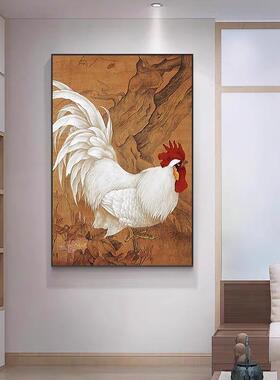 雄鸡报晓卧室房间装饰画床头公鸡高级感玄关走廊过道背景墙挂画