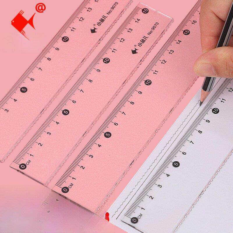 小鱼儿直尺带波浪线尺子绘图测量透明50公分15/20/30/40CM学生用