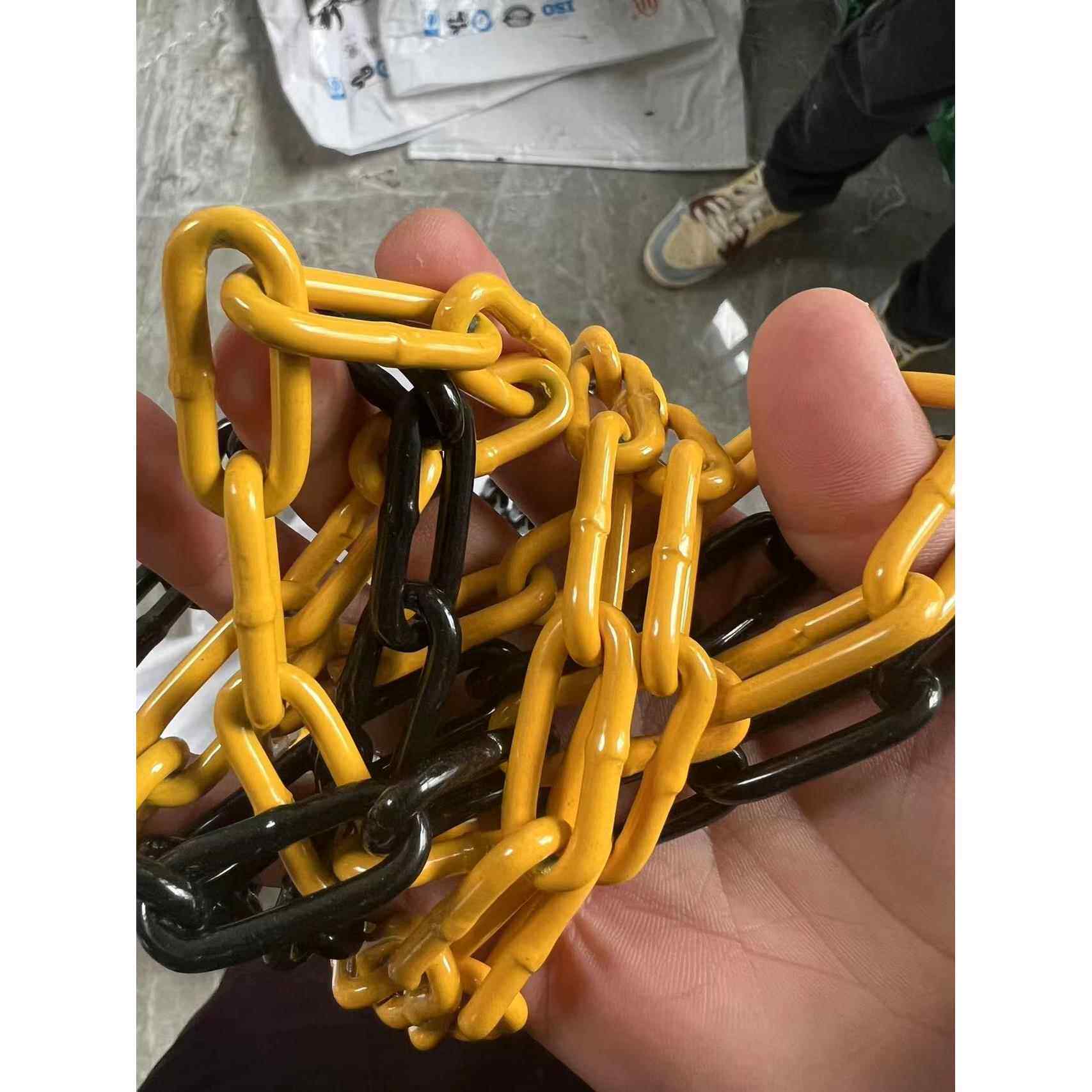 加粗镀锌铁链4mm 6mm黄黑烤漆警示链条防锈配件可客制颜色