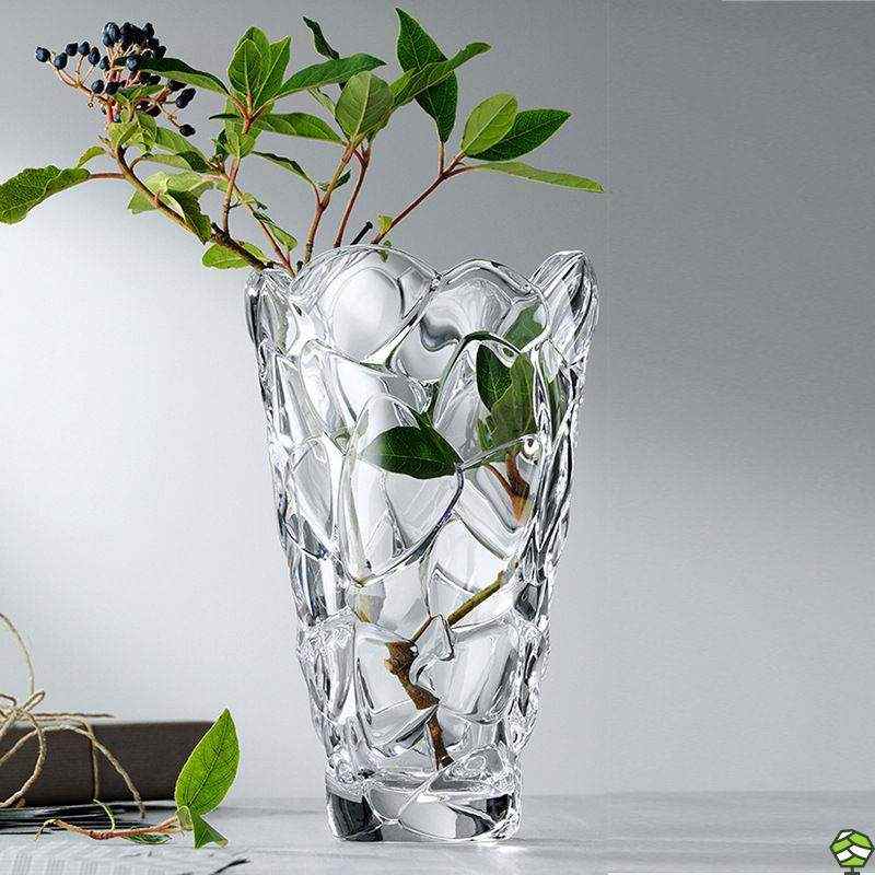 创意水晶玻璃花瓶家用客厅透明鲜花百合插花器欧式简约摆件琉璃