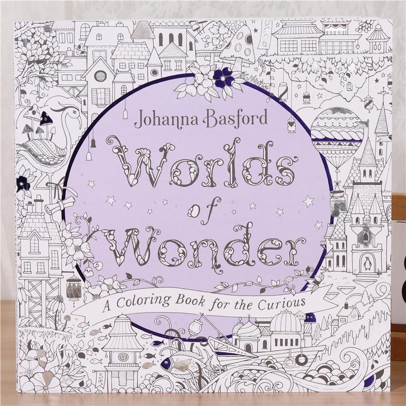 英文版Worlds of Wonder奇妙世界涂色书大人减压解压涂鸦绘画批发