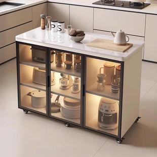 岩板厨房置物柜家用多层餐柜客厅多功能收纳柜可移动收纳小岛台