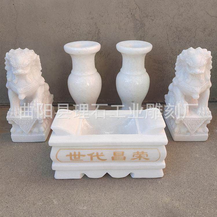 厂家直供 石雕汉白玉花瓶 墓地花瓶祭扫茶花用石雕花瓶摆件
