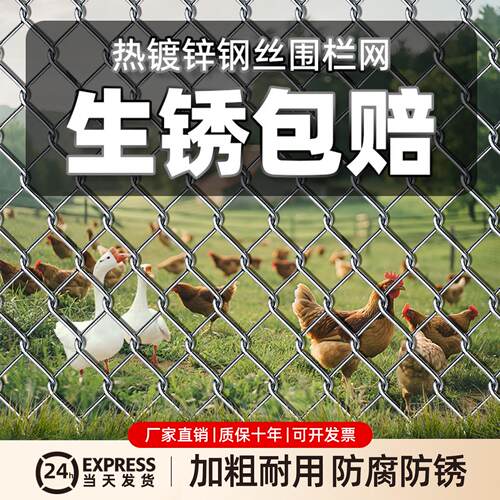 镀锌铁丝网围栏养殖网鸡羊钢丝网果菜园铁网格网勾花网隔离防护网