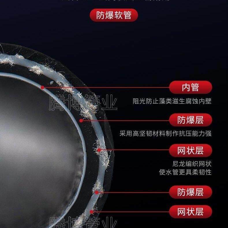 四胶两线六层高压水管特厚防爆防晒防冻水泵专用管1寸1.5寸蛇皮管