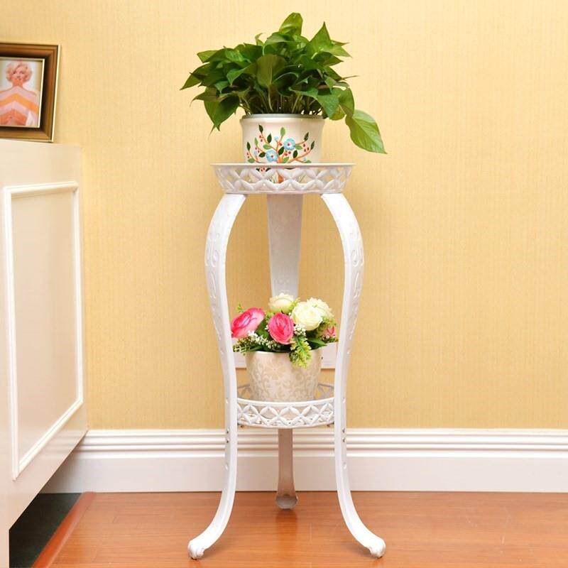 矮花架子小单层凳子式铁艺客厅绿萝阳台欧式单个白色放落地的花盆