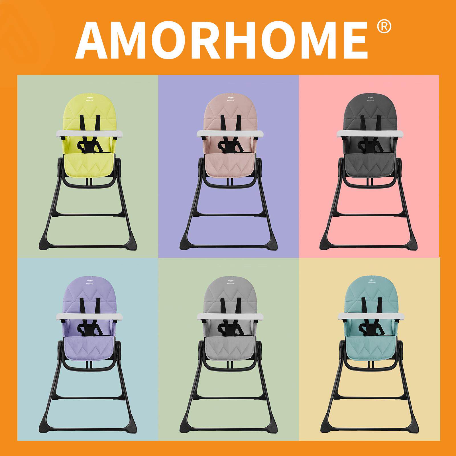 AMORHOME可携式宝宝餐椅学坐婴儿吃饭轻便座椅家用儿童桌椅子