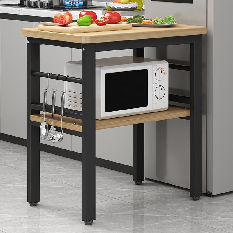 简约小长桌定制长方形桌子可移动置物架家用厨房切菜桌厨房操作台