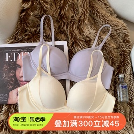 法式网纱拼接夏内衣女小胸聚拢深V无钢圈半贴合收副乳无痕文胸罩