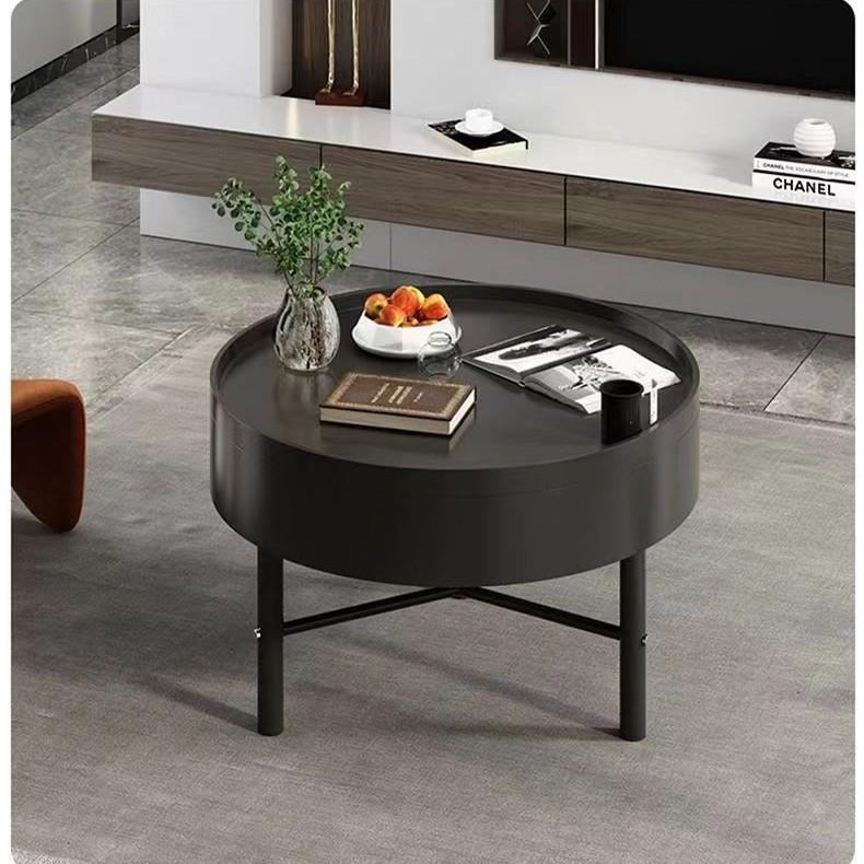 桌面小户型多功能组合旋转储物客厅圆桌客厅简约圆形茶几带抽屉