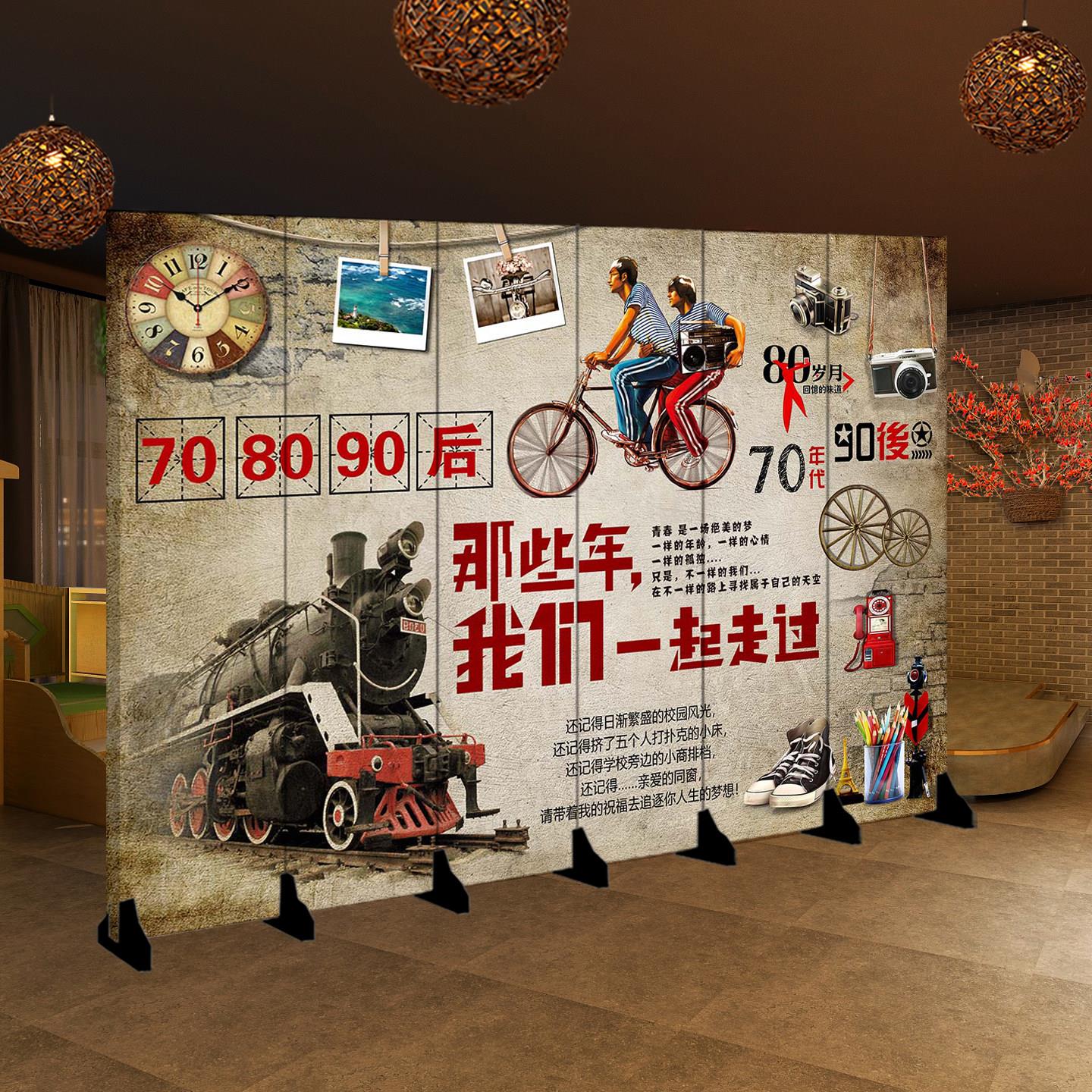 欧式屏风隔断墙客厅饭厅经济型折叠移动饭店包间烧烤厕所遮挡推拉