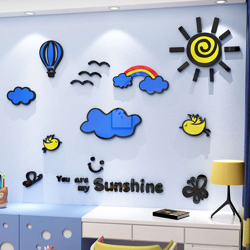 儿童房间布置男孩婴儿卧室墙面装饰用品宝卡通贴纸画床头背景改造