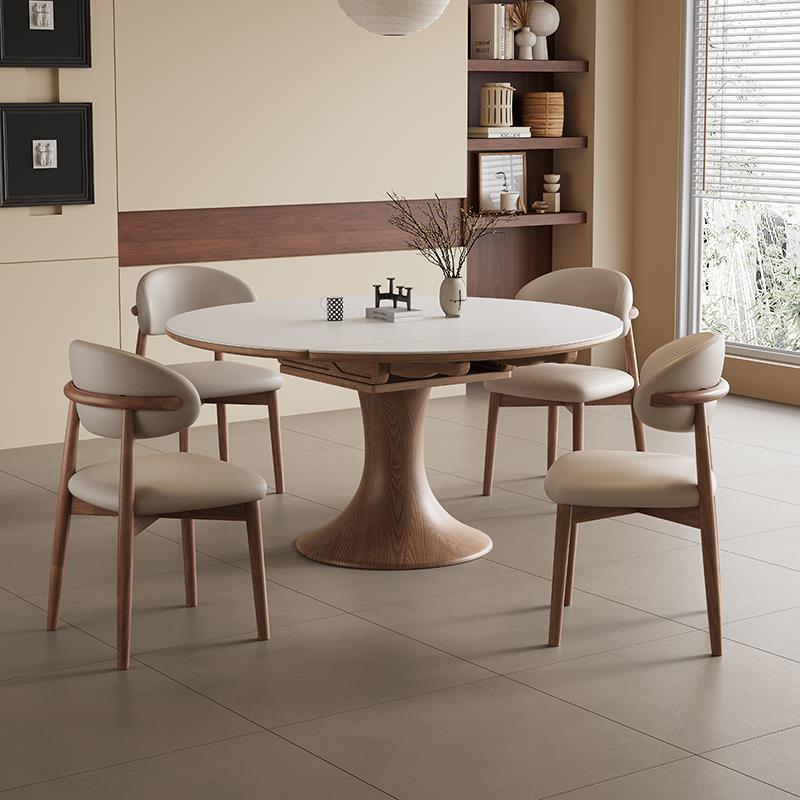 高档北域宫204新款板餐桌现廷代岩简约家用小2户型北欧实木可伸缩