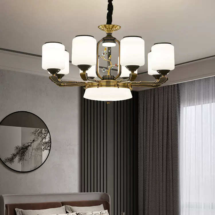 新中式客厅新款吊灯玻璃大气餐厅别墅卧室大厅中国风酒店工程灯具