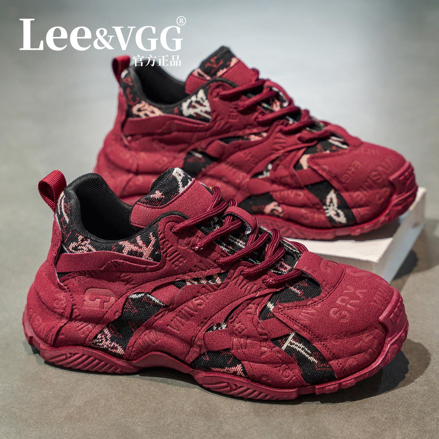 Lee&vgg男鞋春季潮牌红色高级感厚底百搭休闲运动网红爆款老爹鞋图片