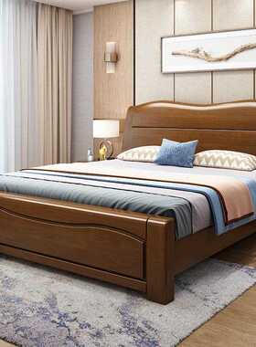 型木床1SWS.8米经济单双人床中式1现代简约.5米储物高箱床卧室家
