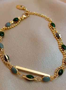 漂亮独特手链女款2026新款法式复古双层女欧美ins风叠戴手环新中