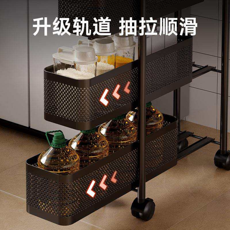 厨房置物架小推车落地多层调料瓶果蔬收纳架可移动窄缝储物货架子