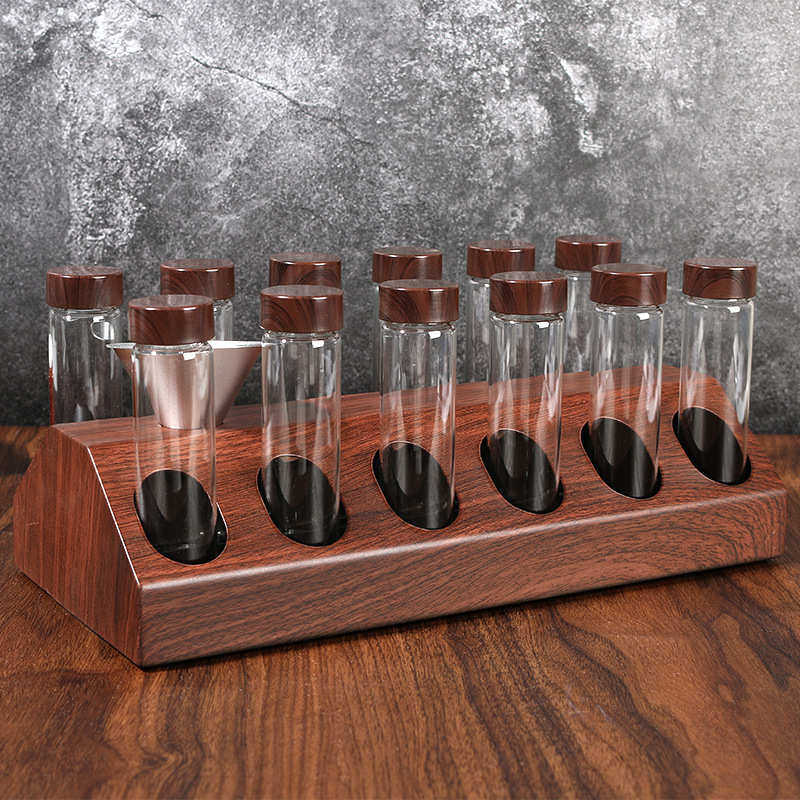 咖啡豆分装试管密封罐多孔展示架咖啡茶叶收纳透明玻璃咖啡试管架