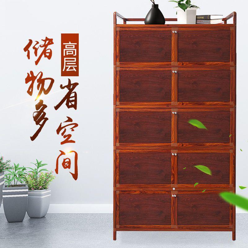 彷红木高层铝合金碗盘柜家用经济型厨房柜子收纳柜简约现代餐柜