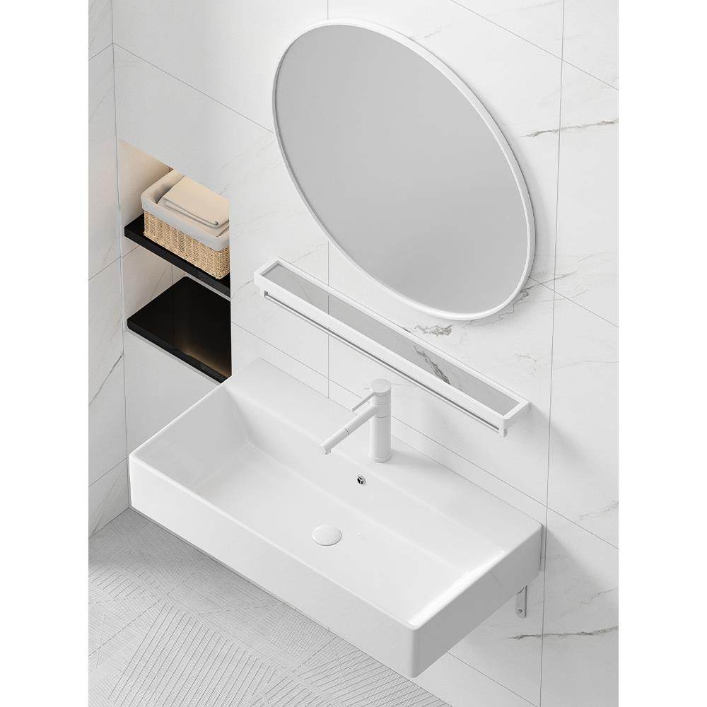 阳台挂墙式陶瓷洗手盆卫生间壁挂式洗脸盆公寓出租屋简易洗手池