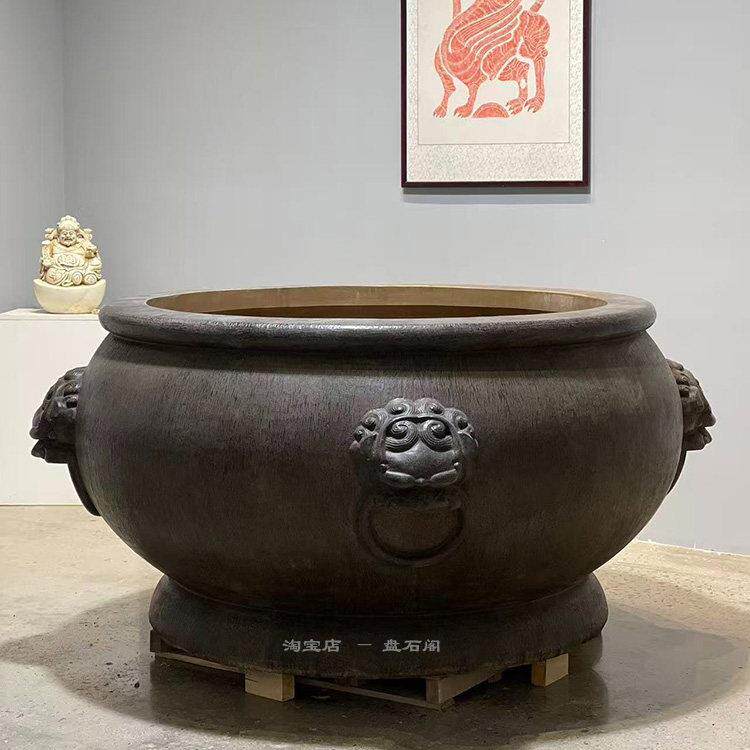 石雕仿古做旧鱼缸花盆青石石缸聚宝盆门海庭院别墅养鱼种花水缸摆