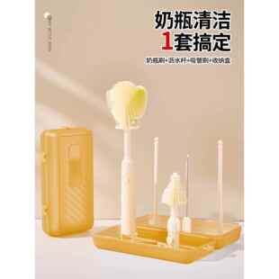 奶瓶吸管刷便携硅胶套装婴儿洗子宝宝专用奶嘴沥干架杯