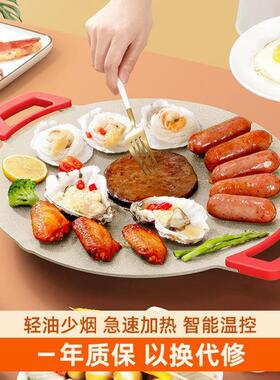 德国多功能电烤盘家用白色麦饭石不沾锅插电烤肉烤鱼烧烤盘煎烤盘