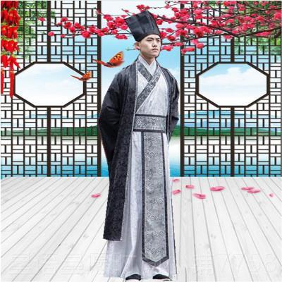 新款古古装汉服男代书私塾生先生员外台演出服装国学舞毕业生毕业