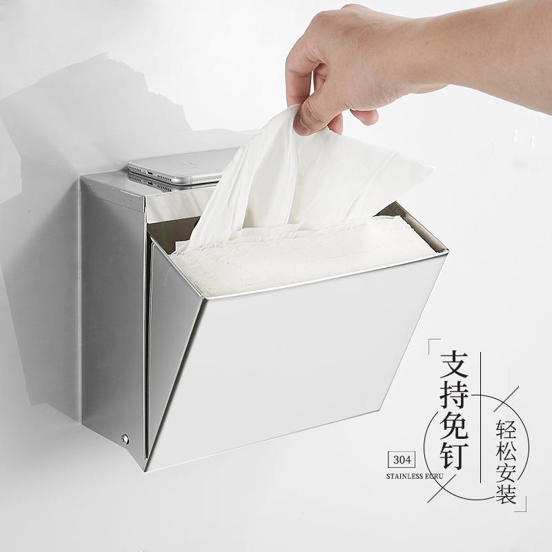 不锈钢卫868生间色纸巾盒酒店厕所纸纸巾架壁挂抽手盒免打纸黑孔