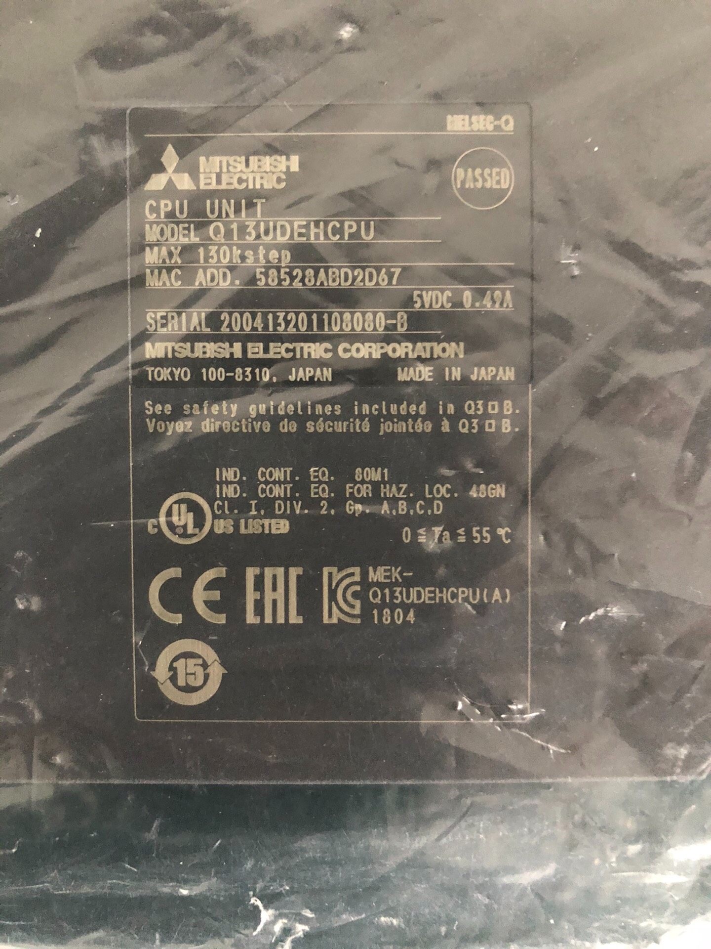 三菱Q13UDEHCPU，实物拍摄，全新原装正品，无外包，成