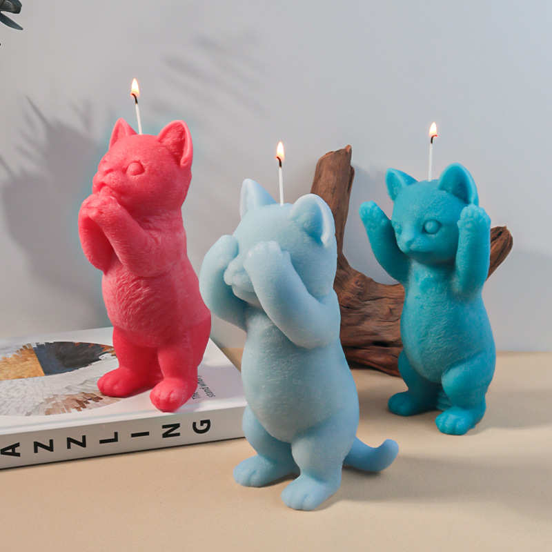 新款diy硅胶模具大号可爱猫咪蜡烛硅胶模具大尺寸香薰蜡烛模具