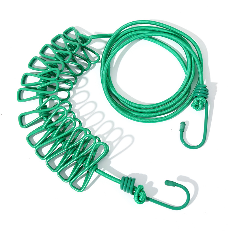 旅行晾衣夹子防风晾衣绳晾晒带绳晒衣服强力家用夹可伸缩12个/条