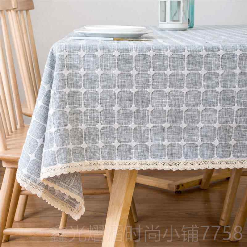 正品加厚格桌布棉麻布艺高小清新桌布正方形轻奢级感客厅茶餐几子