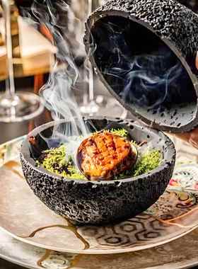 网红星球碗套意境创仿67475614火山石分装子料理皮脆乳鸽干冰酒店