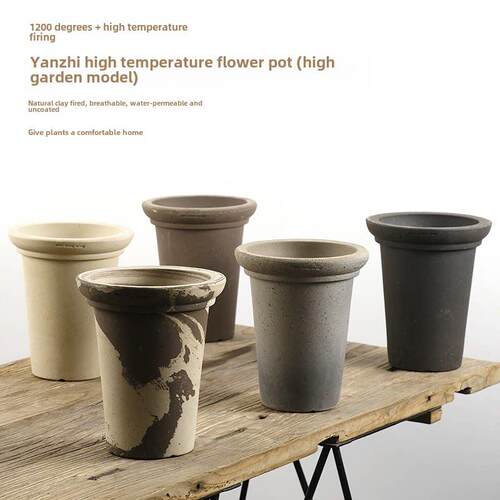 颜植陶土花盆家用兰花蝴蝶兰花盆高级感粗陶创意园艺简约透气花盆
