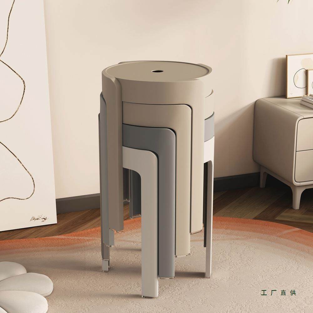塑料子加厚家用椅子可叠F969SM56放圆板凳现代简约餐桌高凳风凳车