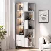 实木转角柜墙角柜客厅多层展示置物架拐角收纳柜简约沙发边侧边柜