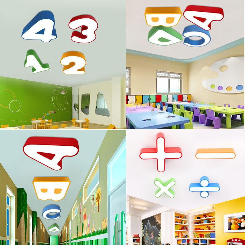 led彩色卡通ABCD字母灯幼儿园教室吊灯早教母婴店儿童房吸顶灯具