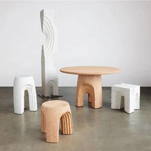 酒店大堂大型木雕摆件装 饰品木质工艺品售楼处玄关茶几长凳艺术品