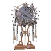 团扇新娘结婚diy材料包银蓝色中式 婚礼古风手工成品双面秀禾喜扇