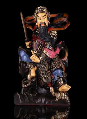 真武大帝铜像 玄天上帝 玄武祖师爷纯铜彩绘道家神像供奉摆件